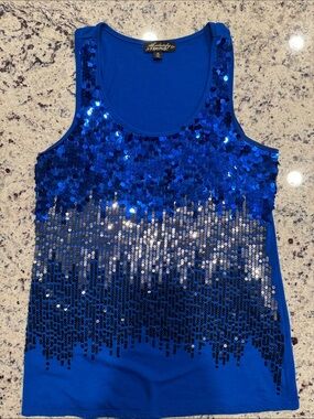 bebe Royal Blue Sequin Ombre Tank